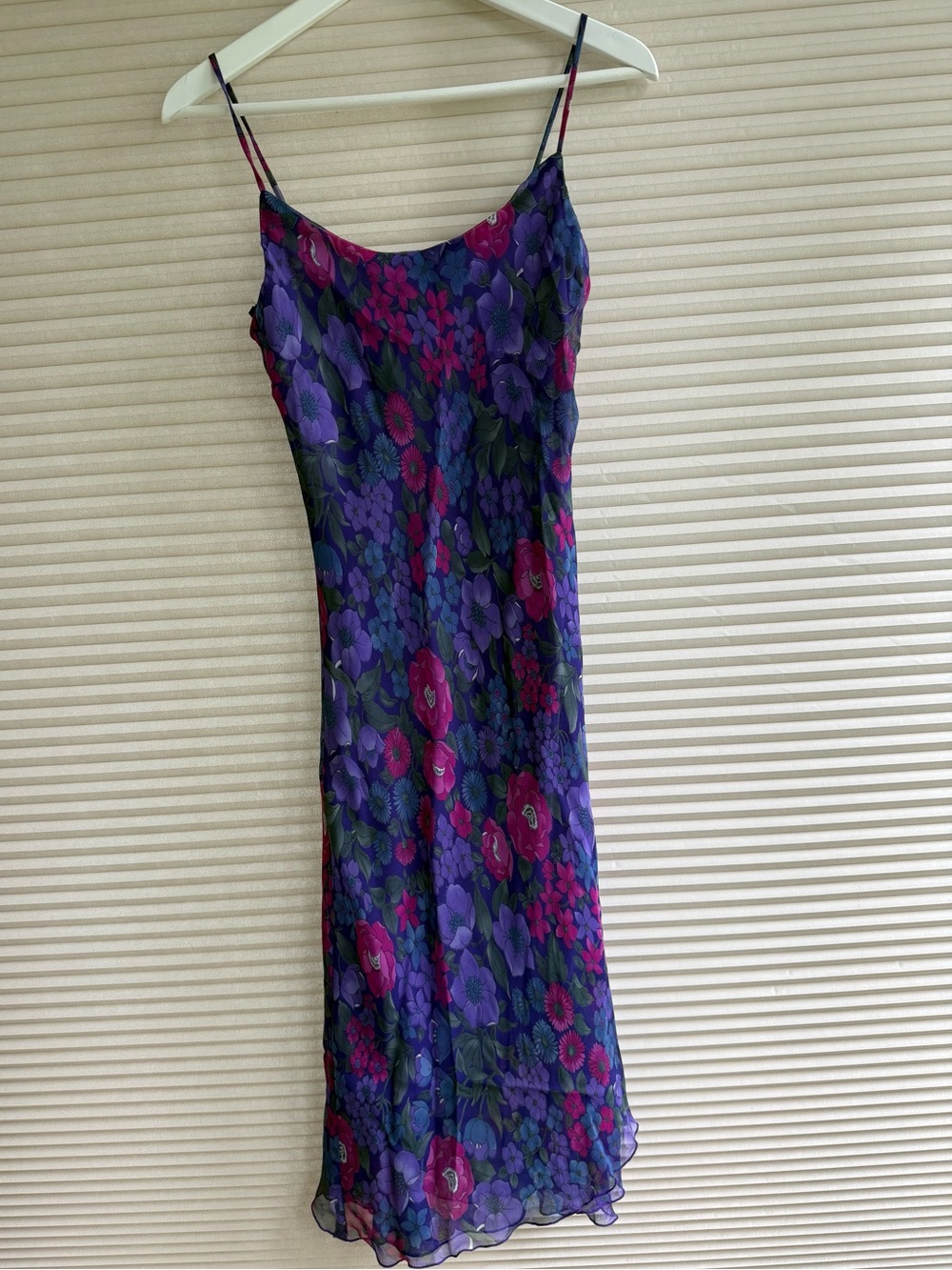 Vintage 90’s Floral Purple Spaghetti Strap Asymmetrical Hem Dress Byer Too!